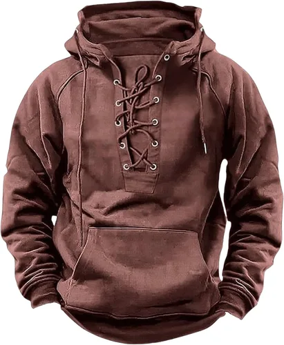 Vista 7 de Sudaderas tácticas para hombre, con cordones, con capucha, manga larga, estilo cargo, entrenamiento, al aire libre, con bolsillo