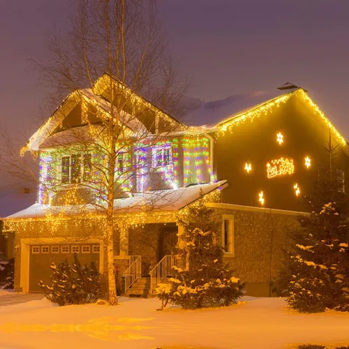 Vista 5 de 400 LED, 32 pies, 75 caídas de luces de carámbano, luces de Navidad en racimo para interior y exterior, luces de cadena enchufables, 8 funciones