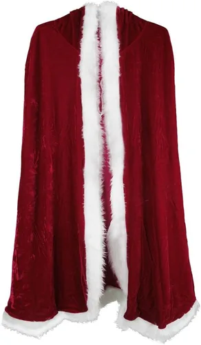 Vista 6 de Disfraz de Halloween de Navidad, capa de capa de terciopelo con capucha para Mrs. Claus Santa Claus