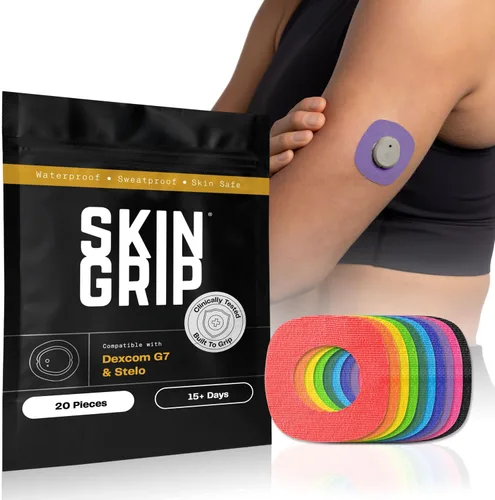 Vista 18 de Skin Grip Parches adhesivos para Dexcom G7 y Stelo CGM con recorte, cubierta impermeable y resistente al sudor para sensor continuo de monitor
