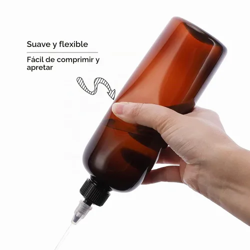 Vista 5 de Segbeauty Botellas para apretar ámbar de 16.9 onzas, 2 botellas aplicadoras de color de tinte para el cabello recargables de 16.9 fl oz con punta