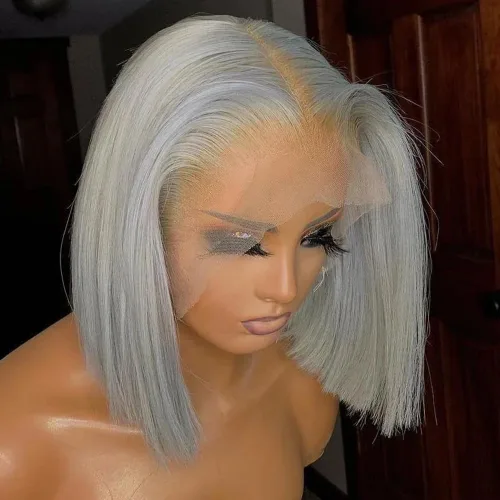 Vista 57 de Pelucas de cabello humano lacio marrón rojizo de 8 pulgadas, #33 13x4 HD, transparente, color marrón rojizo, peluca frontal de encaje frontal