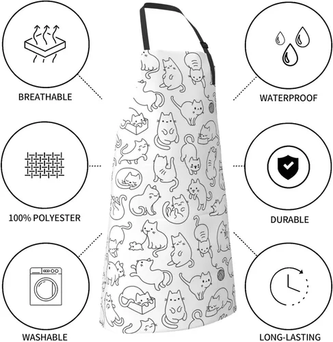 Vista 4 de Hedyzone Delantal para mujeres y hombres con bolsillo ajustable para jardín, hogar, cocina, arte de chef, delantales personalizados divertidos