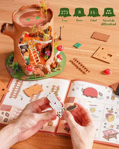 Vista 7 de Rolife DIY - Kits de casa de hadas en miniatura del bosque - Casa del árbol de cuento de hadas
