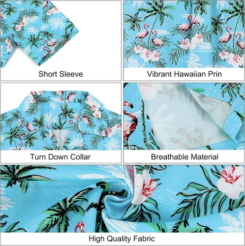 Vista 6 de American Trends Camisa hawaiana para hombre, camisas casuales de playa con botones, camisas tropicales de manga corta para hombre