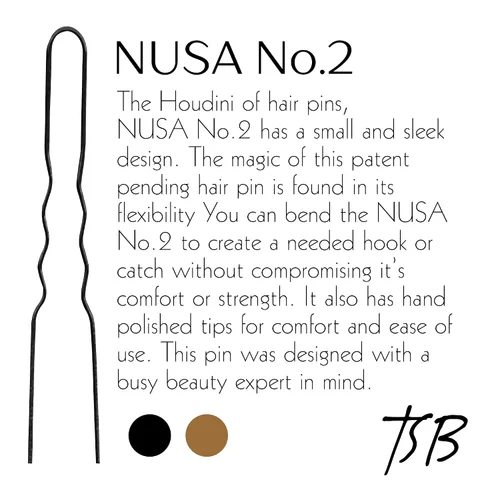 Vista 2 de TSB NUSA No.2 - Juego de horquillas negras flexibles de 50 a 2.0 pulgadas, estilo vintage, sujeción fuerte, diseño cómodo y elegante, puntas pulidas