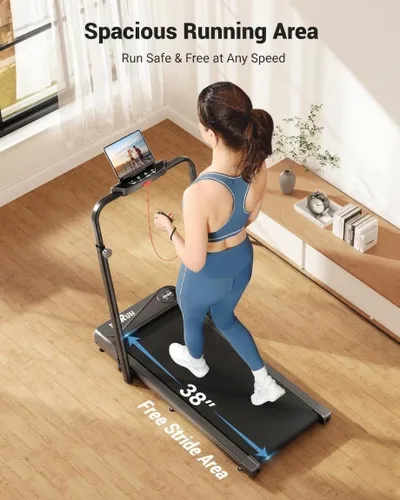 Vista 4 de THERUN Walking Pad with Handle Bar, 2 in 1 Under Desk Portable Treadmill 0.6-6.2 mph, 2 in 1 Adjustable Handle Bar, Quiet Core Motor, Space Saving