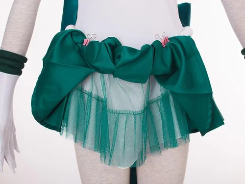 Vista 9 de YOUYI Disfraz de Neptune para mujer, talla estadounidense, traje de combate Super S, falda verde