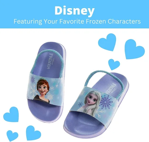 Vista 2 de Disney Minnie Mouse, Encanto, Mickey, Lightning McQueen, Frozen Elsa Anna Girl - Sandalias de verano para niños con correa trasera para la playa