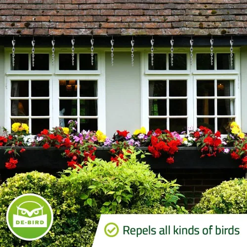Vista 2 de De-Bird Varillas acrílicas para asustar pájaros, disuasorio reflectante y repelente de aves al aire libre, disuasorio humano de árboles frutales