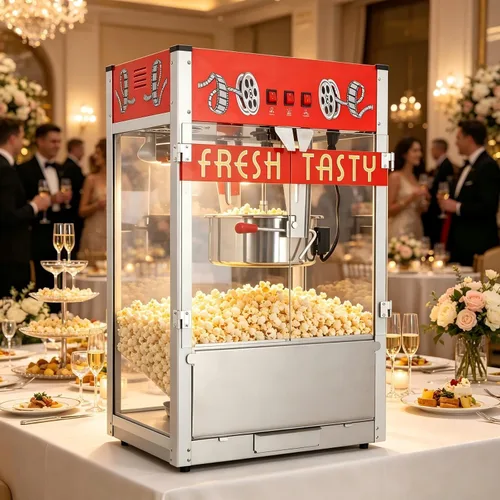 Vista 9 de Máquina comercial de palomitas de maíz con hervidor de 20 onzas, máquina de palomitas de maíz para encimera estilo teatro, acero inoxidable, control