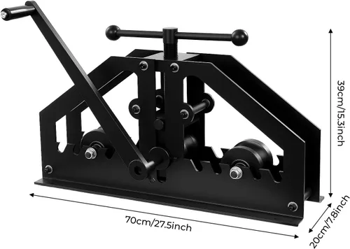 Vista 8 de Máquina dobladora manual de tubos de metal, 1-1/4 a 2 pulgadas, estirador de rodillos redondos, juego de doblado de banco retráctil TR-60, tubo