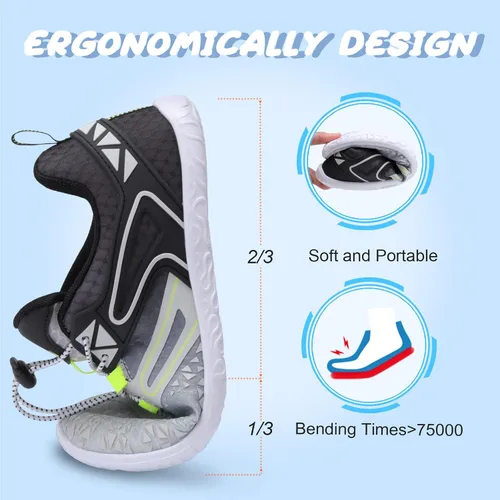 Vista 5 de L-RUN Zapatos de agua para hombre y mujer, zapatos de agua descalzos para senderismo, secado rápido, calcetines acuáticos para natación, buceo