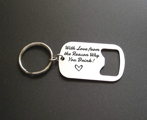 Vista 4 de Llavero abrebotellas de cerveza con el amor de la razón por la que bebes regalo para el día de San Valentín para marido novio regalo para el día