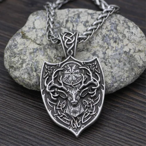 Vista 3 de Leprato Collar vikingo nórdico, amuleto de runa vikinga nórdica, dije de amuleto vikingo, regalo de joyería para hombres y mujeres