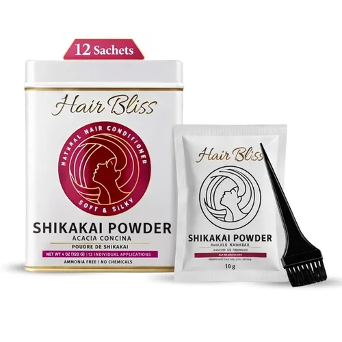 Vista 9 de Hair Bliss Natural Aloe Vera Herbal Hair & Skin Conditioning Powder 12 Individual Sachets (10 gm Each) Reusable Brush & Tray Included By Pride