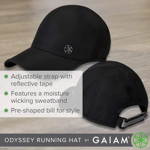 Vista 4 de Gaiam Sombrero clásico para mujer para exteriores, diadema de sudor de ajuste seco, factura preformada, tamaño ajustable