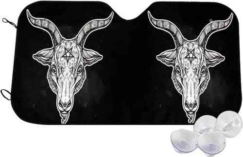 Vista 7 de Baphomet - Parasol plegable para parabrisas de automóvil, diseño de cabra Satán, para camioneta, remolque