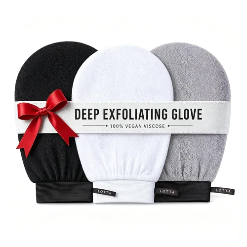 Vista 9 de LOTTA Manopla exfoliante coreana, 2 unidades, guantes de baño, autobronceadores, exfoliantes corporales, tamaño grande, adecuado para hombres