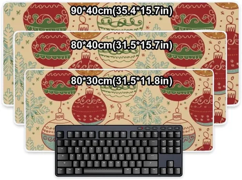 Vista 2 de Alfombrilla de mouse con adorno rojo vintage, alfombrilla de mouse grande para juegos con base de goma antideslizante, alfombrilla de trabajo