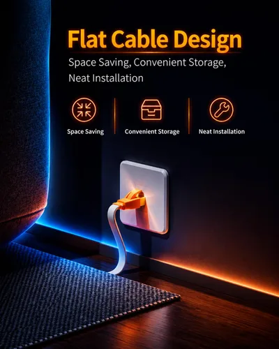 Vista 6 de Cable Ethernet Smolink de 30 pies, Cable Ethernet Cat 8 de 2000 MHz 40 Gbps, Cable de Internet Profesional, Cable LAN Plano SFTP con Conector RJ45