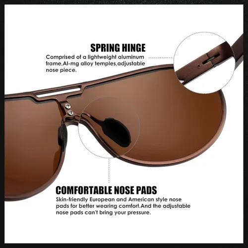 Vista 4 de Gafas de sol polarizadas estilo aviador retro para hombre, marco de metal, ultraligeras