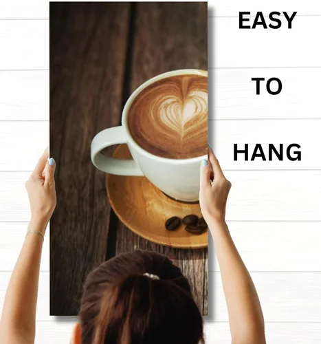 Vista 5 de Lienzo decorativo para pared, juego de 2 piezas, impresiones decorativas con múltiples paneles divididos, imagen de café latte de 24 x 24 pulgadas