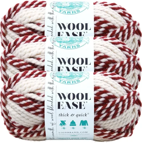Vista 165 de Lion Brand Yarn - Ovillo de lana Wool-Ease Thick & Quick color fuerza aérea Super Bulky Wool Acrylic Blend Fiber for Soft Hats, Sweaters, Chunky