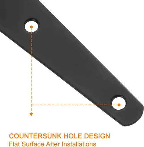 Vista 4 de uxcell 2 bisagras de puerta con correa en T, bisagras de puerta forjadas de 14 pulgadas, accesorios de hierro para granero de madera, cerca Negro