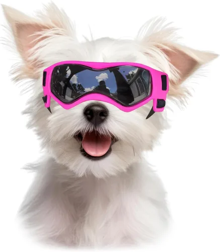 Vista 14 de Gafas de sol para perros para razas extra pequeñas, protección UV, resistentes al viento, XS con correas ajustables para la cabeza y la barbilla