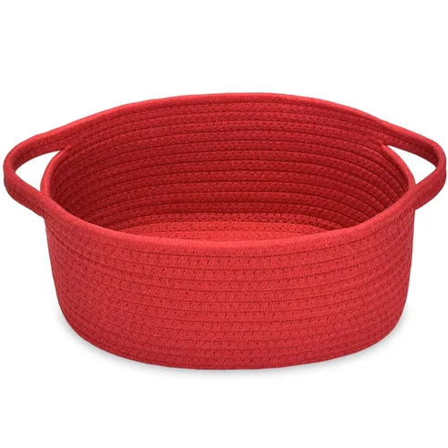 Vista 24 de ABenkle Cesta Pequeña con Asas - Contenedor de Almacenamiento Tejido de Cuerda Decorativo Duradero Cubo Organizador de Estante, Cesta de Regalo