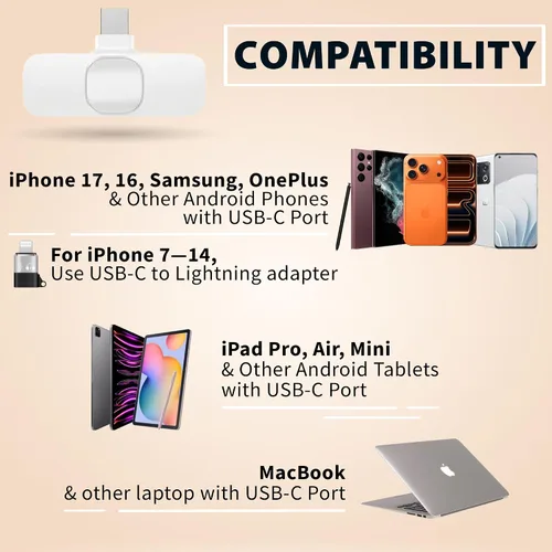 Vista 4 de PowerDeWise Micrófono Lavalier inalámbrico para iPhone y Android, paquete de 2 mini micrófonos blancos, micrófono de clip USB-C/Lightning