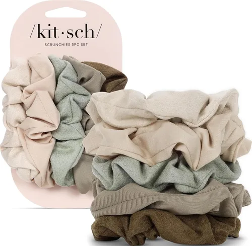 Vista 35 de Kitsch - Coleteros de satén para mujer, bandas para el cabello sin daños, cameo, 5 piezas Wake Up Frizz-Free, No Crease Hair Ties, Softer Than