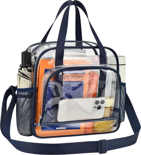 Vista 15 de Paxiland Clear Bag for Stadium Events, 12x6x12 inches Tote Bag with Detachable Reinforced Strap for Sports Concert and Work