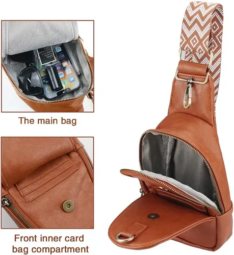 Vista 4 de LIMHOO Bolso bandolera para mujer, bolso cruzado de piel sintética