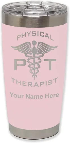 Vista 14 de LaserGram PT Physical Therapeut, vaso aislado al vacío de 20 onzas, grabado personalizado incluido (negro)
