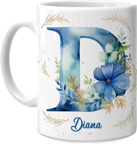 Vista 6 de Hyturtle Taza de café personalizada con inicial con nombre, monograma de cumpleaños, regalos de Navidad para niñas y mujeres, letra A del alfabeto