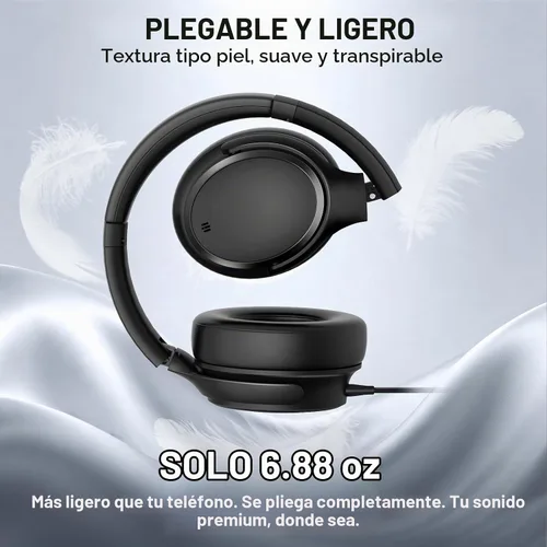 Vista 5 de Auriculares USB C con cable con micrófono, auriculares tipo C sobre la Negro