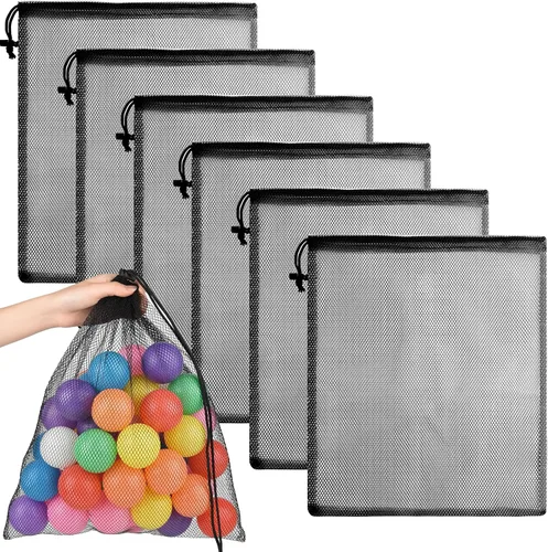 Vista 11 de PLULON Bolsa de malla con cordón, bolsa de almacenamiento de malla con cordón, bolsa de lavandería para gimnasio, nailon para almacenamiento, viajes
