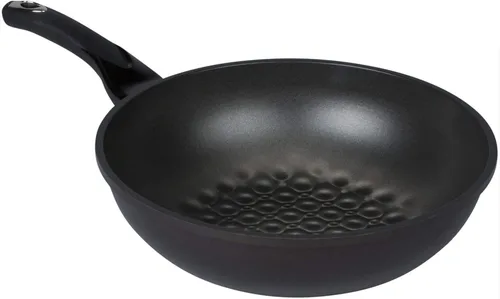 Vista 5 de Sartén wok antiadherente de mármol 3D con revestimiento antiarañazos (fabricado en Corea). (8.7 in)
