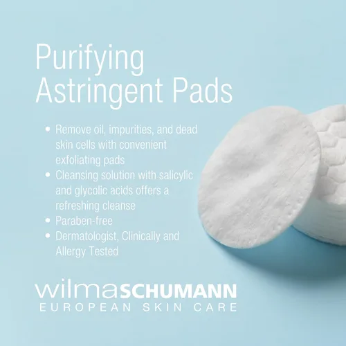 Vista 3 de Wilma Schumann Almohadillas astringentes purificadoras para cara, paquete de 60 – Ideal para pieles grasas y propensas al acné – Almohadillas