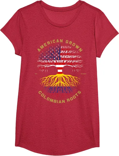 Vista 42 de Camiseta de regalo con la bandera de Estados Unidos con árbol de raíces colombianas