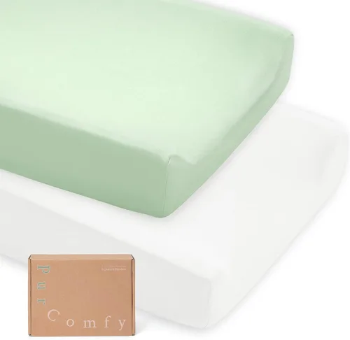 Vista 3 de Graco Pack N Play Sheets - Sábanas de viscosa prémium para cuna, bolsillo profundo de 5 pulgadas, paquete de 2 sábanas neutrales para niños y niñas