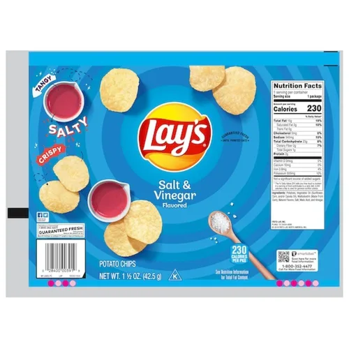 Vista 3 de Lay's Papas fritas, sal y vinagre, bolsas grandes de 1.5 onzas (paquete de 64)