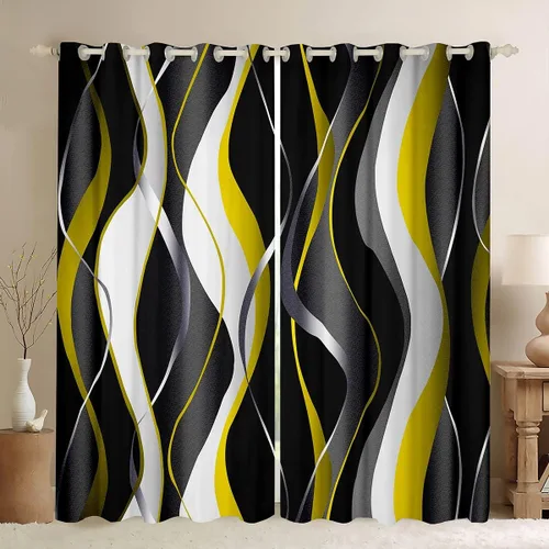 Vista 10 de Feelyou Cortinas de videojuegos negro y gris para niños, dormitorio, música, audífonos, notas, cortinas de ventana, para niños, adolescentes