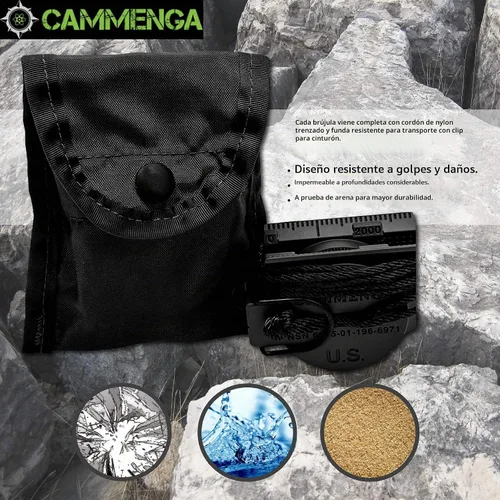Vista 2 de Cammenga Brújula Lensática de Tritio Oficial del Ejército de EE. UU., Brújulas de Mano Impermeables y Precisas con Funda para Senderismo, Camping