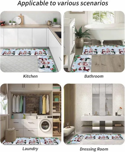 Vista 6 de Tapete de baño de muñeco de nieve para bañera, antideslizante, de secado rápido y absorbente, tierra de diatomeas, fregadero, dormitorio, cocina