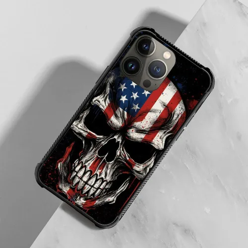 Vista 95 de Funda compatible con iPhone 8, a prueba de golpes, antiarañazos, bandera de ciervos de cola blanca de grano de madera estadounidense