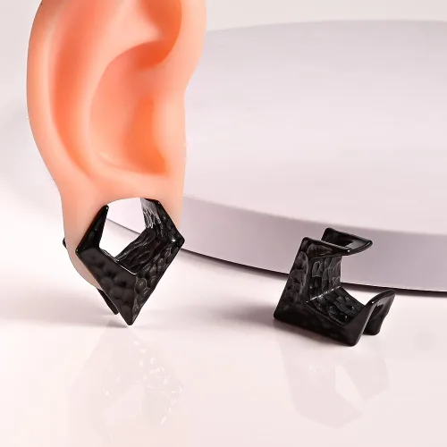 Vista 3 de Maxbott 1 par de tapones triangulares de acero inoxidable para orejas, túneles, aretes, dilatadores para expansor de orejas, joyería de piercing
