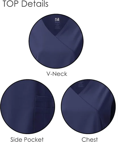 Vista 2 de Dagacci Medical Uniform Conjunto de ropa quirúrgica natural con cuello en Y en 4 direcciones para mujer